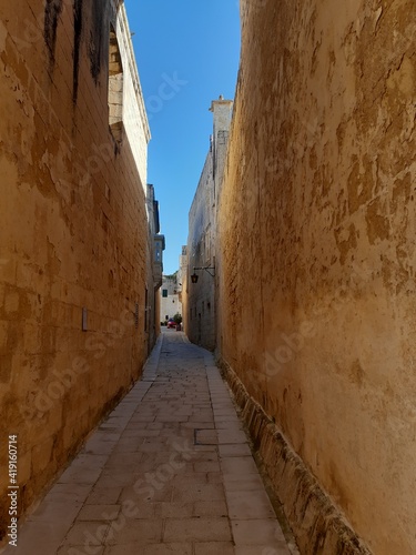 Narrow street of the fortified city of Mdina in Malta