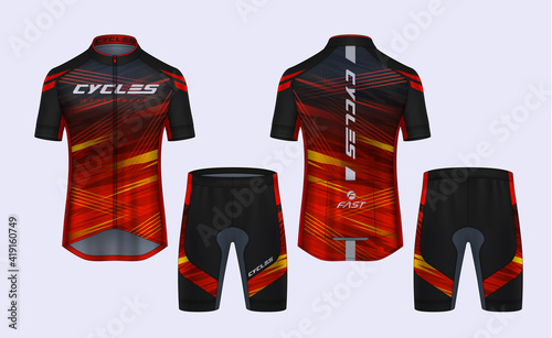 Cycling Jerseys mockup,t-shirt sport design template,uniform for bicycle apparel.
