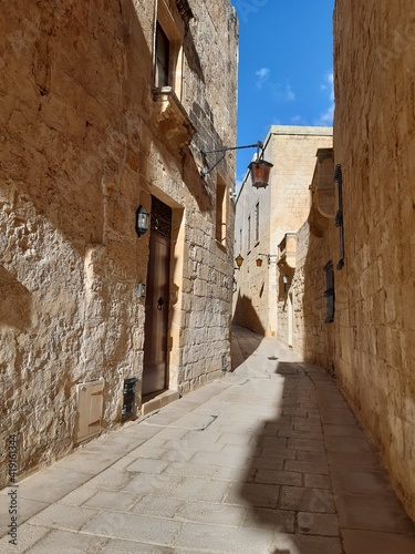 Narrow street of the fortified city of Mdina in Malta