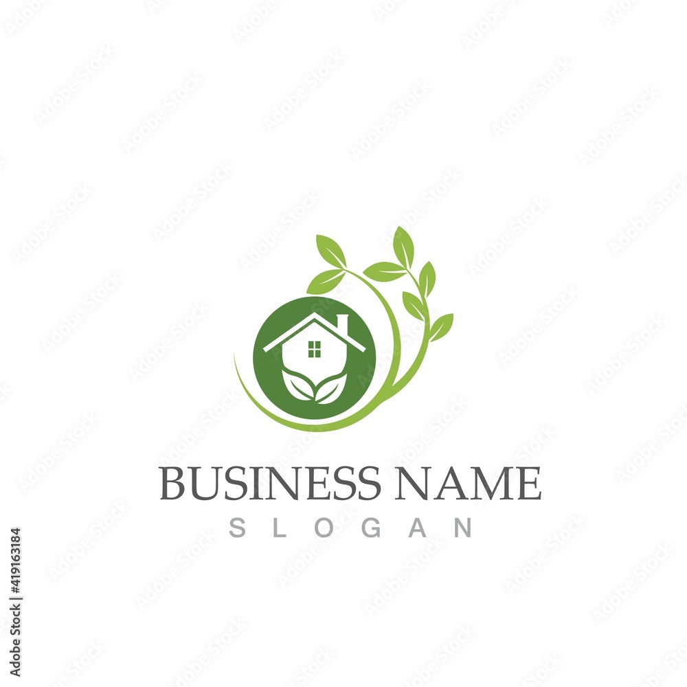 Fototapeta premium green house logo vector illustration