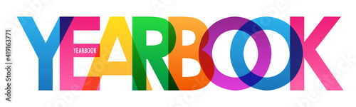 YEARBOOK colorful vector typography banner isolated on white background
