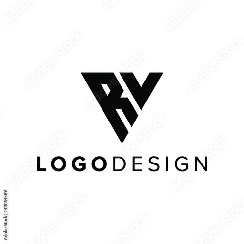 Modern letter RV logo design
