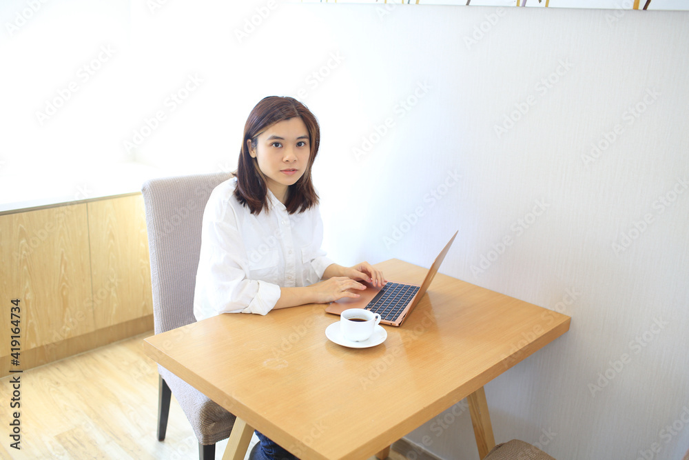 woman have a question when she using laptop at home woman have a question when she using laptop at home