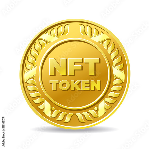 NFT non fungible token golden coin icon