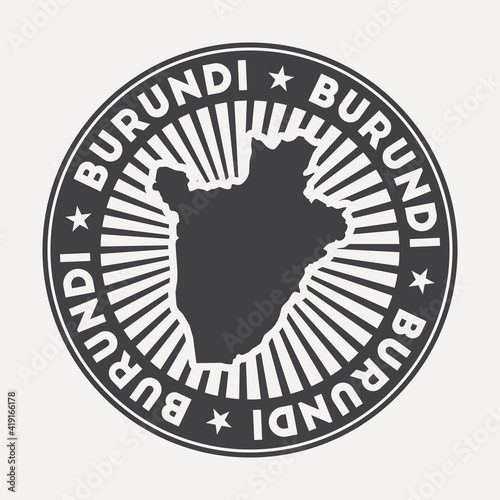 Burundi round logo. Vintage travel badge with the circular name and map of the country, vector illustration. Can be used as insignia, logotype, label, sticker or badge of Burundi.