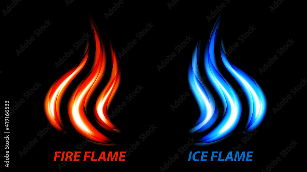 fire flame and ice flame vector logo