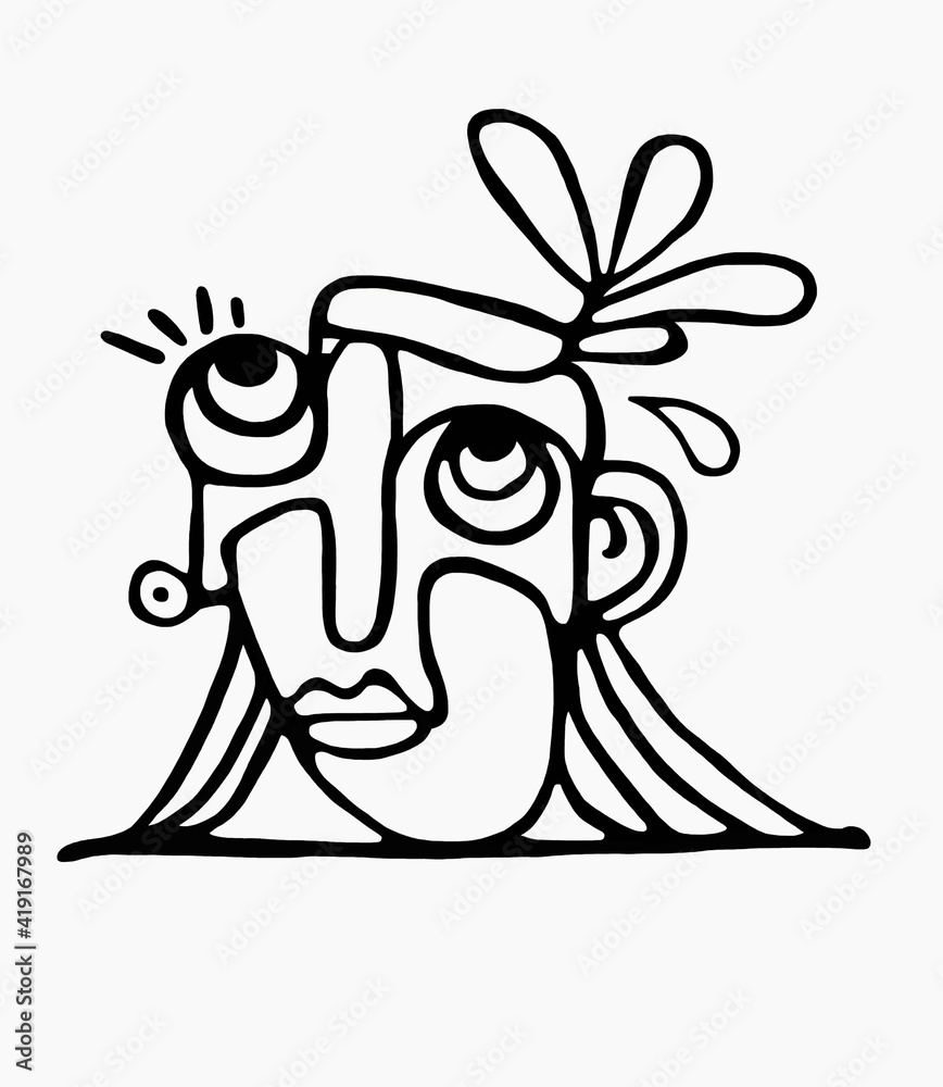 custom made wallpaper toronto digitalAbstract surreal illustrated face of geometric shapes. Isolated on a white background.	