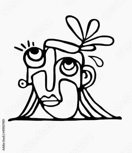 Wallpaper Mural Abstract surreal illustrated face of geometric shapes. Isolated on a white background.	 Torontodigital.ca