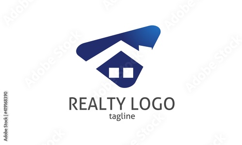 Free Download Clean and professional negative space of house logo in the dynamic triangle shape for real estate, property agent, home rent, exterior, interior construction - GFXLoad