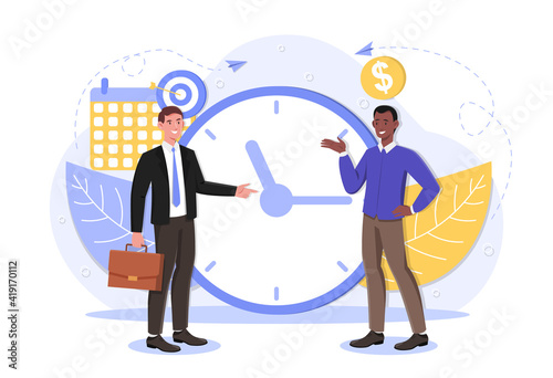 Self Discipline and Motivation concept. Time management self management self control target productivity concept Flat abstract metaphor outline cartoon vector illustration isolated on white background
