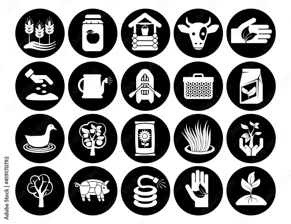 Vector icons pack farm collection Isolated vector outline illustrations