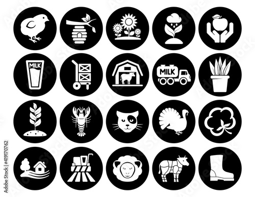 Vector icons pack farm collection Isolated vector outline illustrations