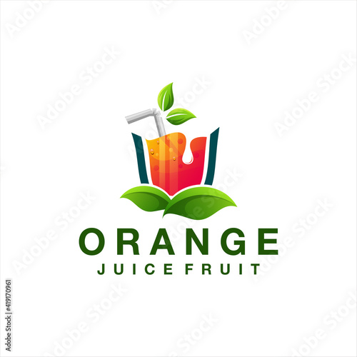 juice orange gradient logo design