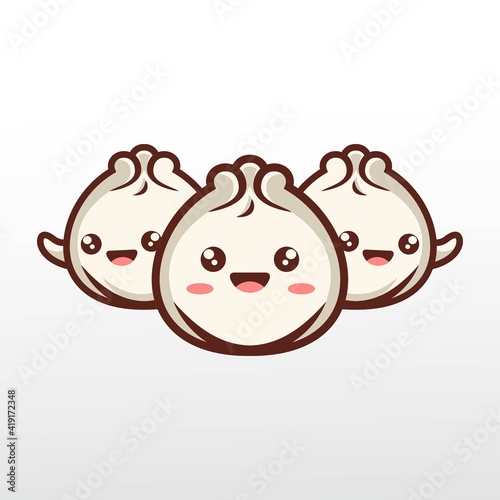 Cute meat bun vector illustration logo design