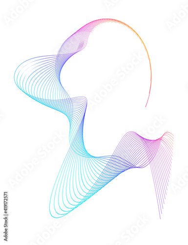 Design elements. Wave of many lines. Abstract vertical wavy stripes on white background isolated. Creative line art. Vector illustration EPS 10. Colourful waves with lines created using Blend Tool