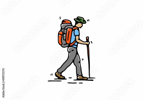 Hand drawing style of mountaineer