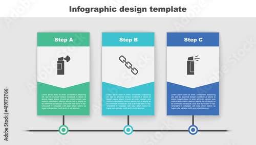 Set Pepper spray, Chain link and . Business infographic template. Vector.