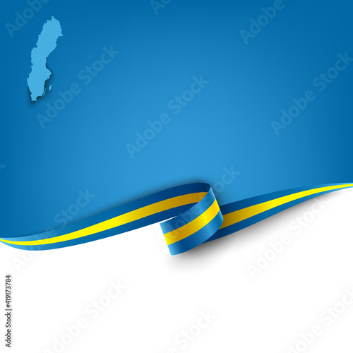 Document with ribbon and map the Kingdom of Sweden template