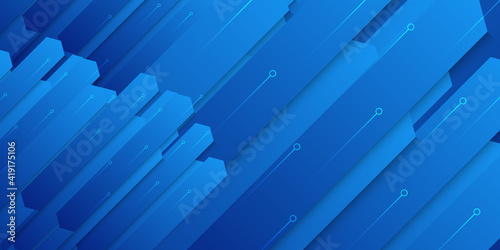 Modern simple blue technology business background with arrows and dot lines