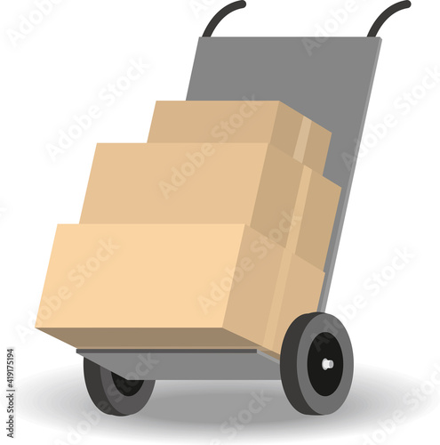 vector cart for loading with boxes