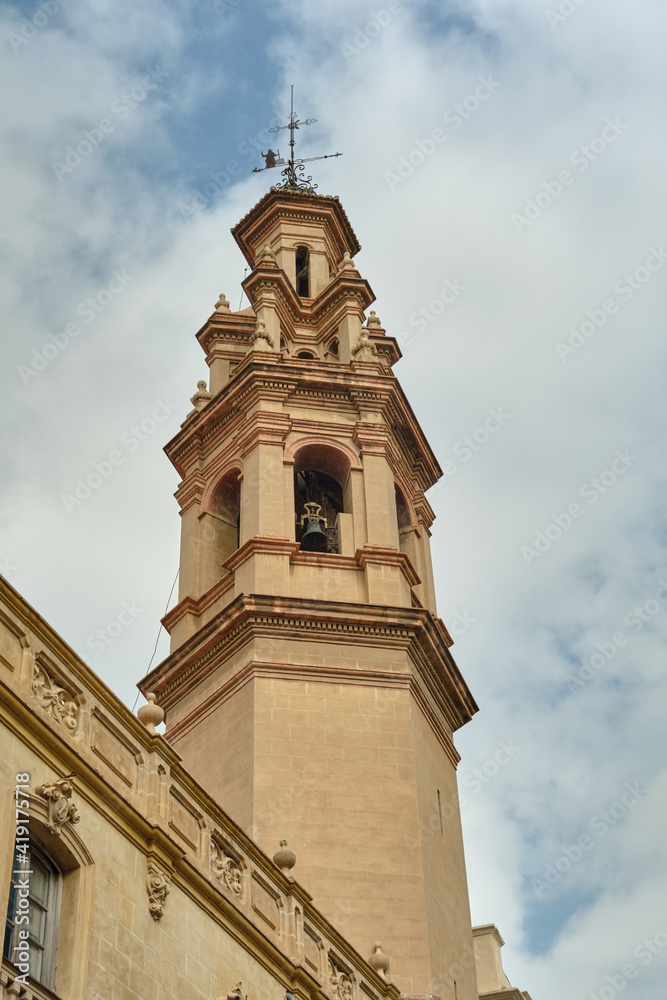 old medieval bell tower of the european church