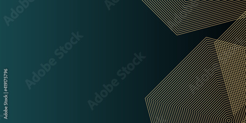abstract luxury dark green overlap layer with golden hexagon line