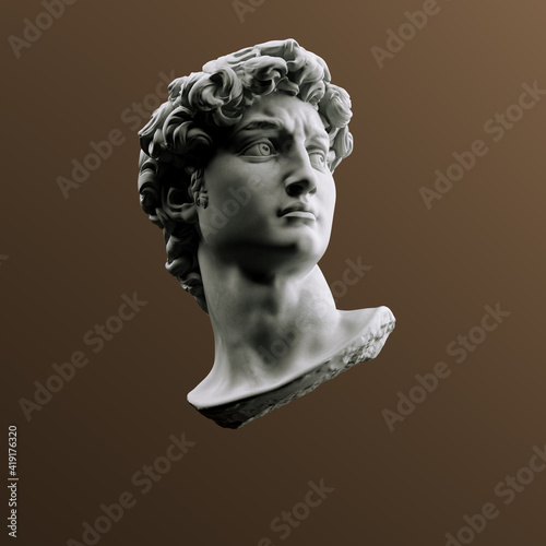 Head of statue, David sculpture bust, 3d rendering photo