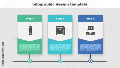 Set Birch tree, Ushanka and Mausoleum of Lenin. Business infographic template. Vector.
