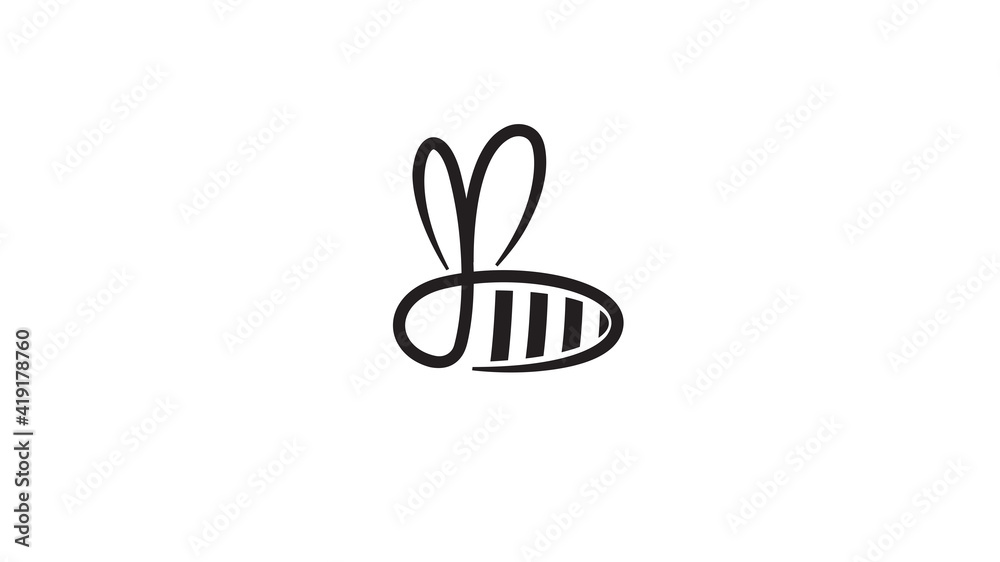 Obraz premium Creative Bee Black Insect Abstract Logo Vector