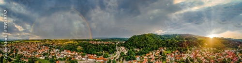 Regenbogen, Panorama, Alpenblick, Pfaffenwinkel, Hohenpeißenberg, Bayern, Oberbayern, Deutschland © aBSicht