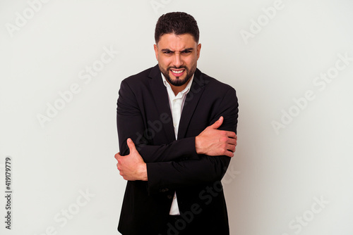 Young mixed race business man isolated on white background