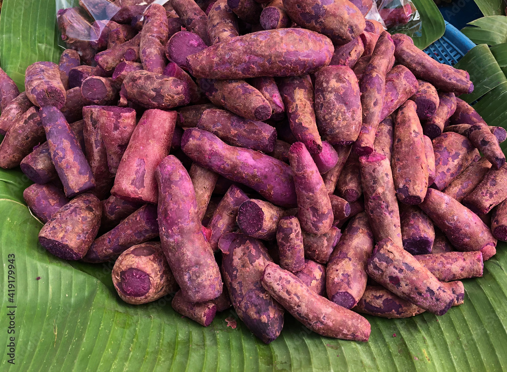purple sweet potato boild serve for sale in market purple sweet potato boild serve for sale in market