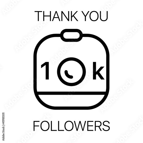 10k followers, social sites post, greeting card. thank you 10k followers social media post vector illustration