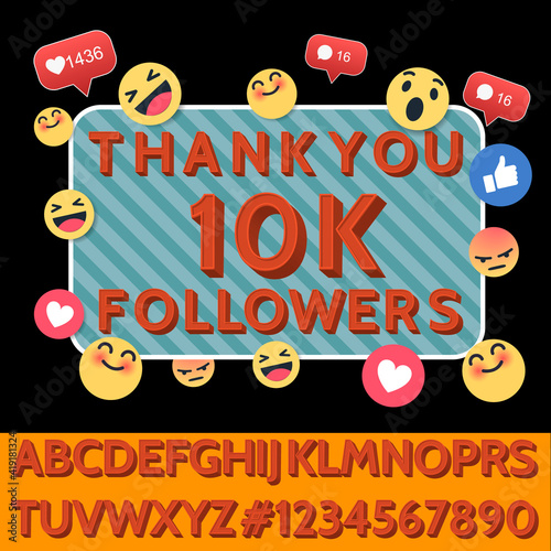 10k followers, social sites post, greeting card. thank you 10k followers social media post. vector illustration