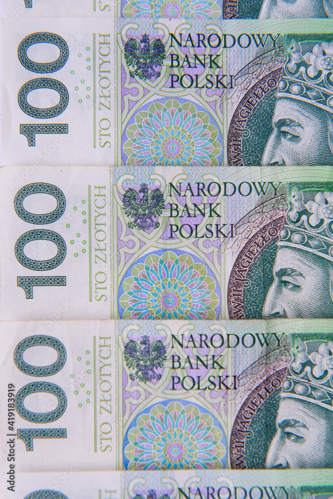 Banknot stuzłotowy polski - obrazy, fototapety, plakaty 