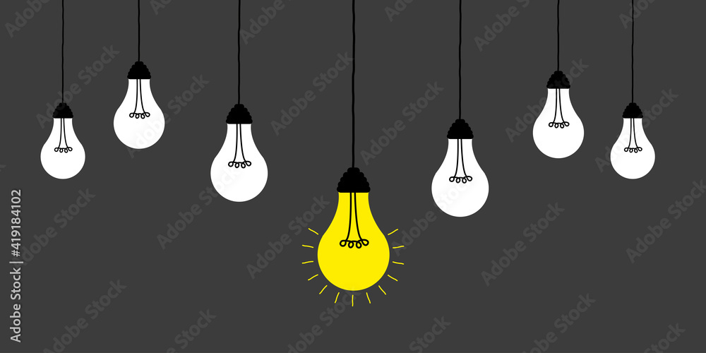 Good idea. Banner light bulb idea concept, creative concept light bulb drawn for stock. Flat style. Vector Good idea. Banner light bulb idea concept, creative concept light bulb drawn for stock. Flat style. Vector