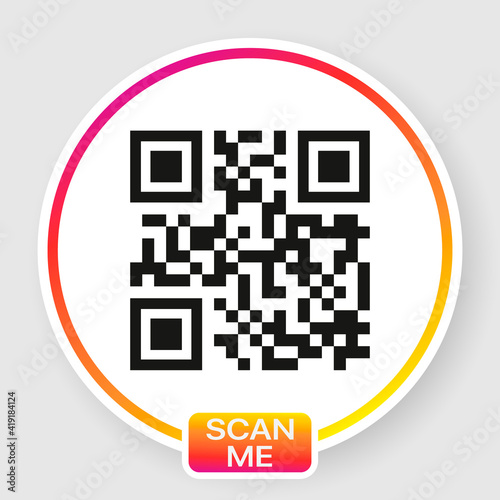 QR code for smartphone. Inscription scan me with smartphone icon. Qr code for payment. Vector illustration
