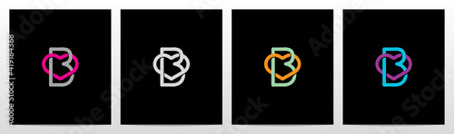 Outline Of Heart Entangled On Letter Logo Design B