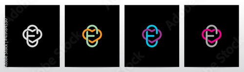 Outline Of Heart Entangled On Letter Logo Design E