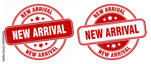new arrival stamp. new arrival label. round grunge sign