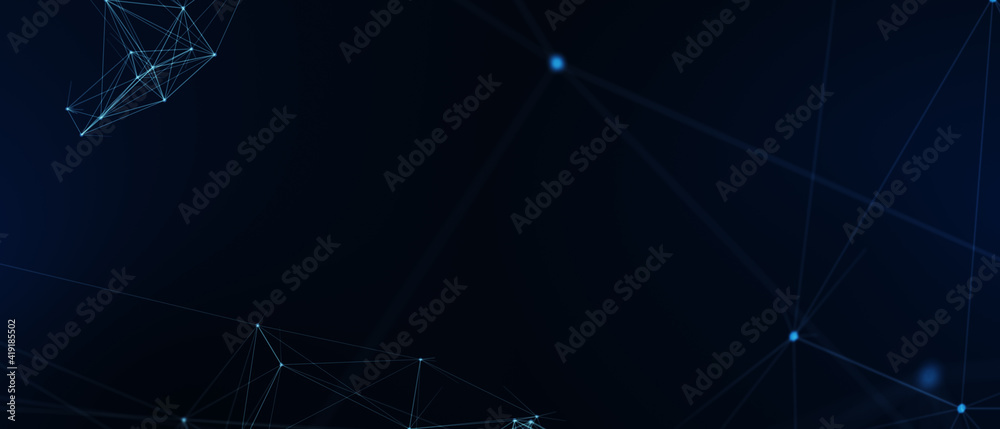 Abstract futuristic - technology with polygonal shapes on dark blue background. Design digital technology concept. 3d illustration.