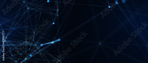 Abstract futuristic - technology with polygonal shapes on dark blue background. Design digital technology concept. 3d illustration.