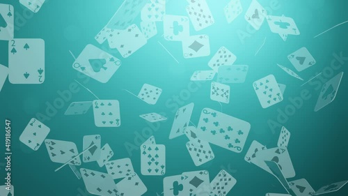 Casino online advertising with Poker card set and bokeh scene., Casino online, blackjack game rules, 4K Looping Animated Background.