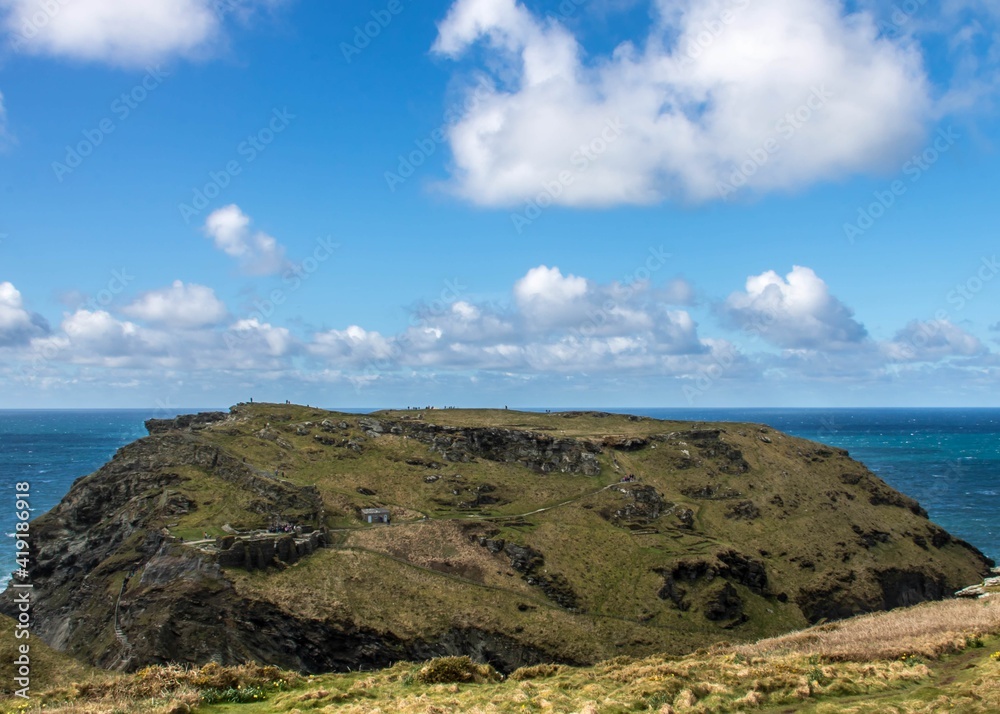 View of Tintagel Castle in Cornwall England