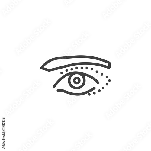 Eyelid surgery line icon. linear style sign for mobile concept and web design. Eye plastic surgery outline vector icon. Blepharoplasty symbol, logo illustration. Vector graphics