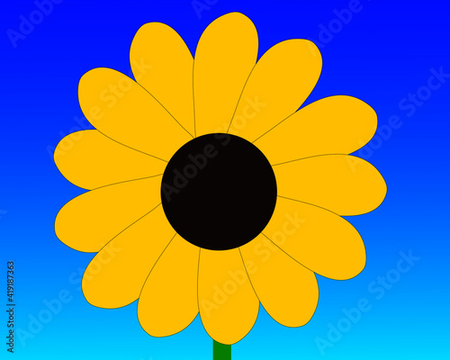 Sunflower with Gradient Blue Sky Vector