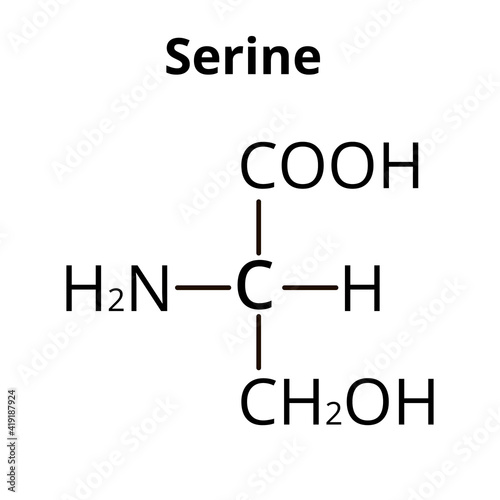 Serine amino acid. Chemical molecular formula Serine amino acid. Vector illustration on isolated background