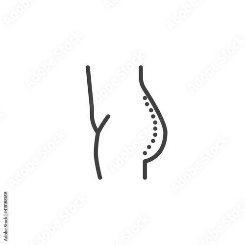 Buttock surgery line icon. linear style sign for mobile concept and web design. Buttock liposuction surgery outline vector icon. Symbol, logo illustration. Vector graphics