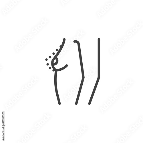 Woman breast augmentation line icon. linear style sign for mobile concept and web design. Breast surgery outline vector icon. Symbol, logo illustration. Vector graphics
