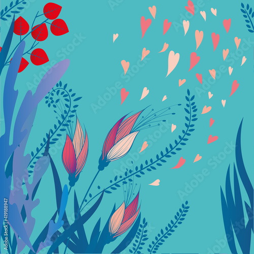 Love floral illustration